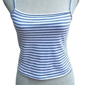 BRANDY MELVILLE 💙 JOHN GALT Blue & White tank crop top